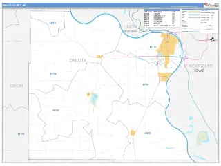 Dakota County, NE Business Reference style ZIP Code wall map