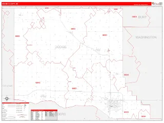 Dodge County, NE RedLine style ZIP Code wall map