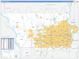 Douglas County, NE Business Reference style ZIP Code wall map