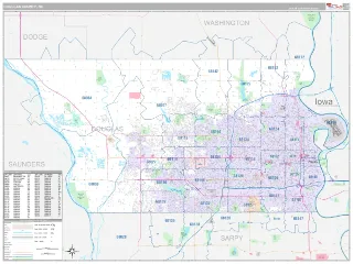 Douglas County, NE Classic style ZIP Code wall map