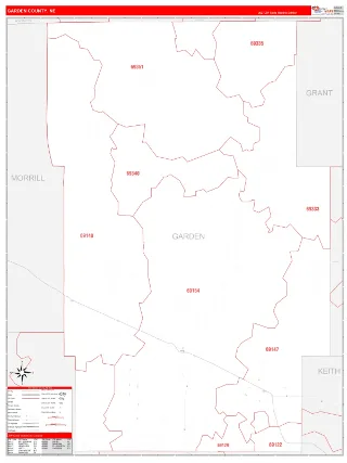 Garden County, NE RedLine style ZIP Code wall map