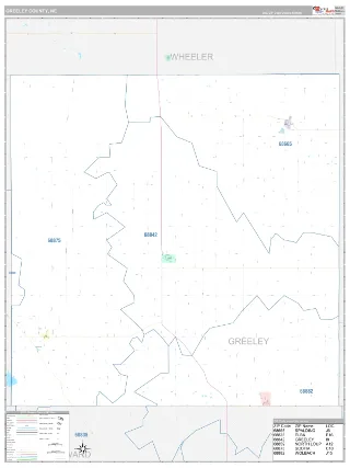 Greeley County, NE Classic style ZIP Code wall map