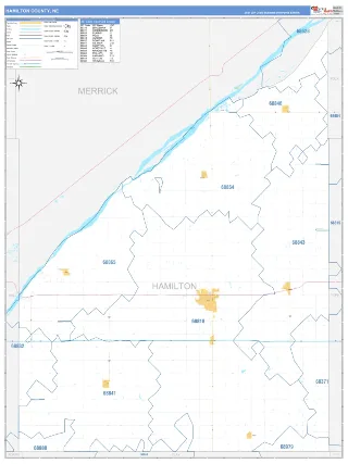 Hamilton County, NE Business Reference style ZIP Code wall map