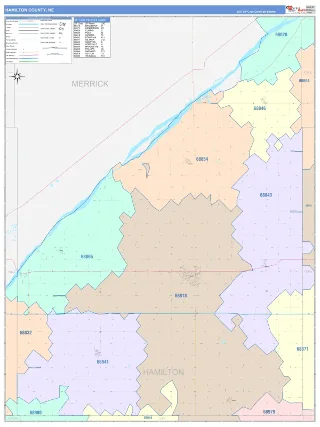 Hamilton County, NE ColorCast style ZIP Code wall map