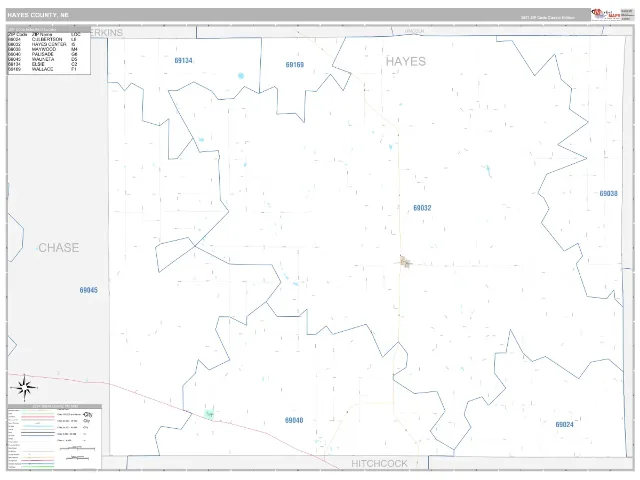 Hayes County, NE ZIP Code Wall Map, Classic style