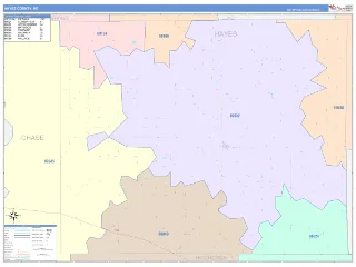 Hayes County, NE ColorCast style ZIP Code wall map