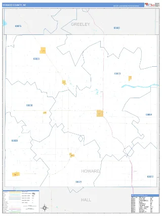 Howard County, NE Business Reference style ZIP Code wall map