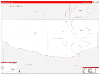 Keya Paha County, NE RedLine style ZIP Code wall map