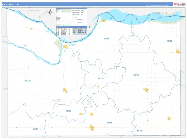 Knox County, NE ZIP Code Wall Map, Business Reference style