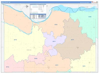 Knox County, NE ColorCast style ZIP Code wall map