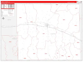 Lincoln County, NE RedLine style ZIP Code wall map