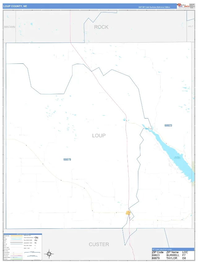 Loup County, NE ZIP Code Wall Map, Business Reference style