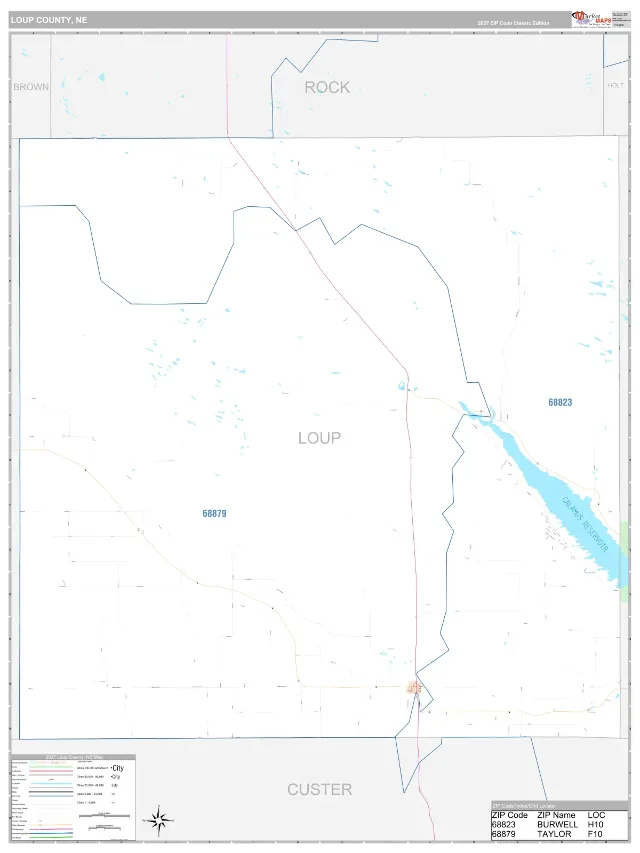 Loup County, NE ZIP Code Wall Map, Classic style