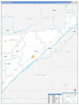 Merrick County, NE Business Reference style ZIP Code wall map