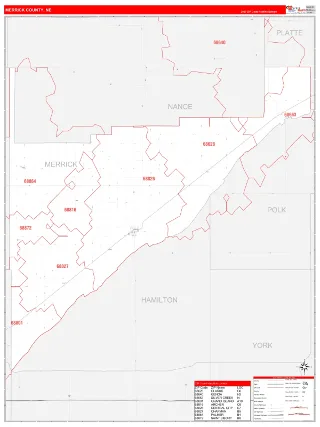 Merrick County, NE RedLine style ZIP Code wall map