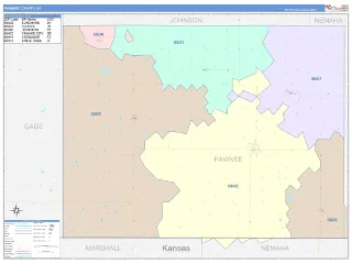 Pawnee County, NE ColorCast style ZIP Code wall map