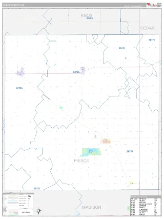 Pierce County, NE Classic style ZIP Code wall map