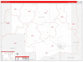 Platte County, NE RedLine style ZIP Code wall map