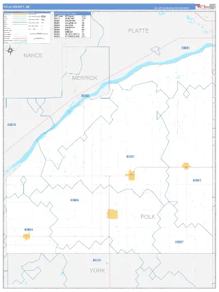 Polk County, NE Business Reference style ZIP Code wall map