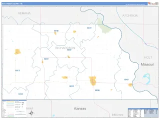Richardson County, NE Business Reference style ZIP Code wall map