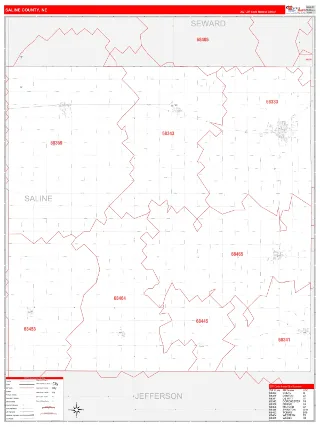 Saline County, NE RedLine style ZIP Code wall map