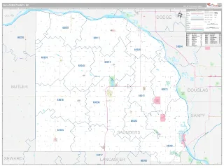 Saunders County, NE Classic style ZIP Code wall map