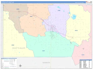 Scotts Bluff County, NE ColorCast style ZIP Code wall map