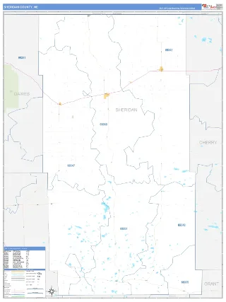 Sheridan County, NE Business Reference style ZIP Code wall map