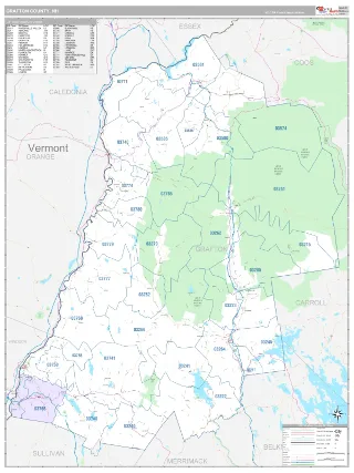 Grafton County, NH Classic style ZIP Code wall map