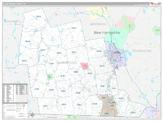 Hillsborough County, NH Classic style ZIP Code wall map