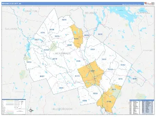 Merrimack County, NH Business Reference style ZIP Code wall map