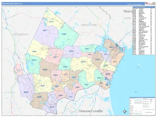 Rockingham County, NH ColorCast style ZIP Code wall map