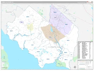 Cumberland County, NJ Classic style ZIP Code wall map