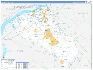Gloucester County, NJ Business Reference style ZIP Code wall map
