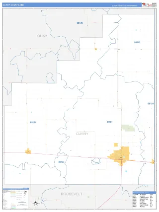 Curry County, NM Business Reference style ZIP Code wall map