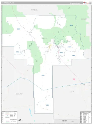 Grant County, NM Classic style ZIP Code wall map