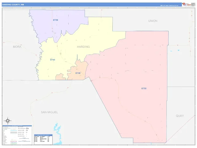 Harding County, NM ZIP Code Wall Map, ColorCast style