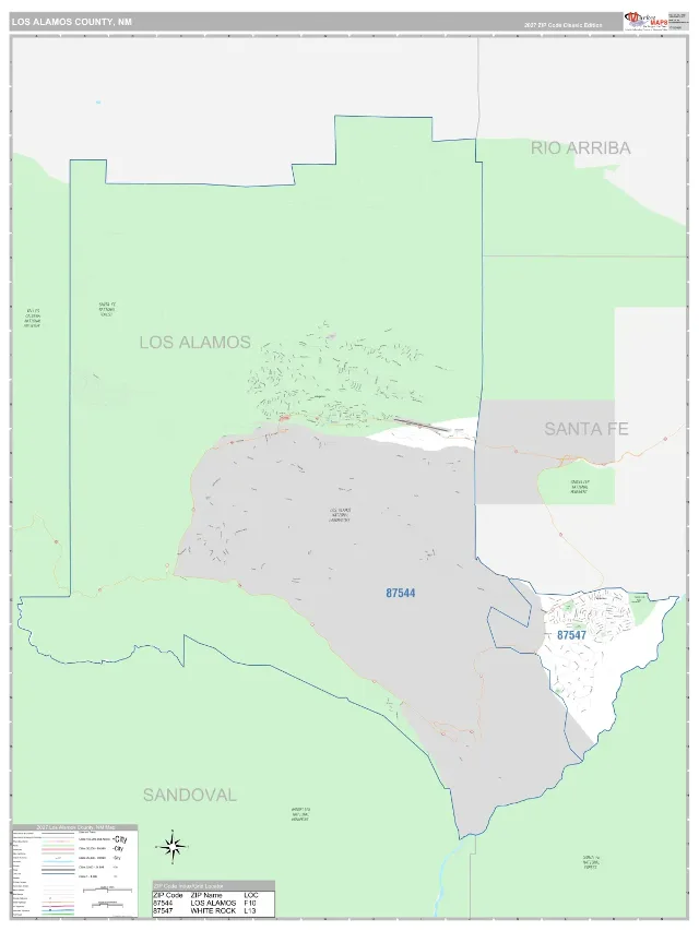 Los Alamos County, NM ZIP Code Wall Map, Classic style