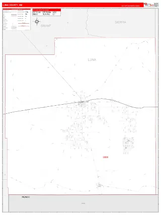 Luna County, NM RedLine style ZIP Code wall map