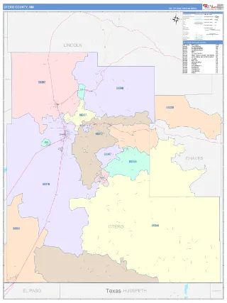 Otero County, NM ColorCast style ZIP Code wall map