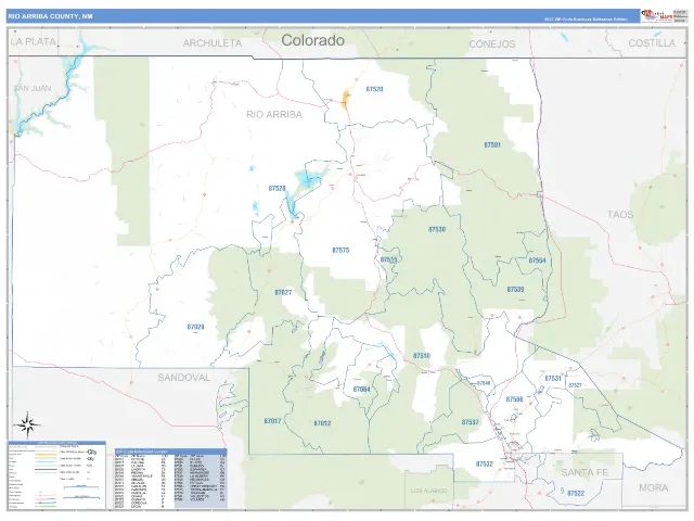 Rio Arriba County, NM ZIP Code Wall Map, Business Reference style