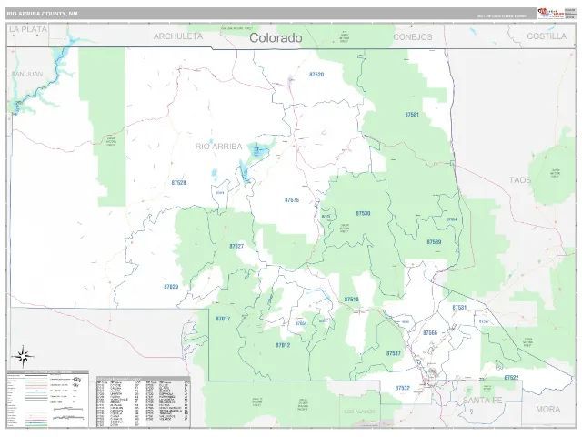 Rio Arriba County, NM ZIP Code Wall Map, Classic style