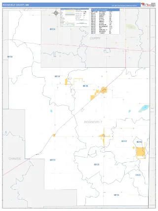 Roosevelt County, NM Business Reference style ZIP Code wall map