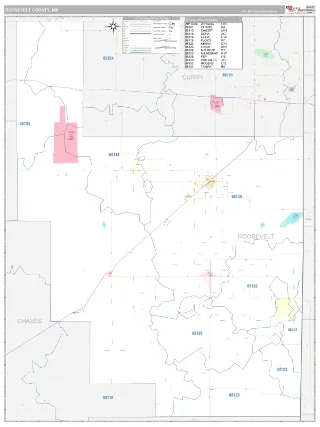 Roosevelt County, NM Classic style ZIP Code wall map