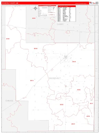 Roosevelt County, NM RedLine style ZIP Code wall map