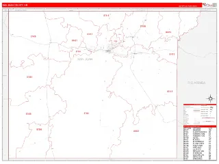 San Juan County, NM RedLine style ZIP Code wall map