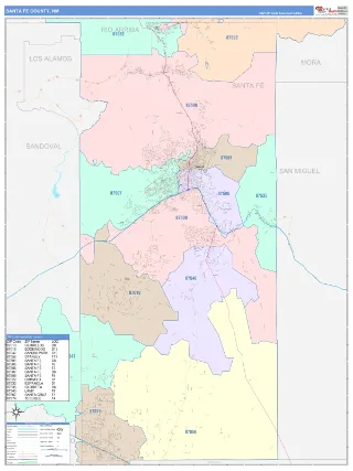 Santa Fe County, NM ColorCast style ZIP Code wall map