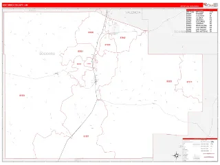 Socorro County, NM RedLine style ZIP Code wall map
