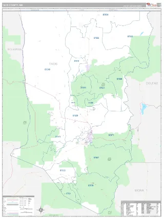 Taos County, NM Classic style ZIP Code wall map