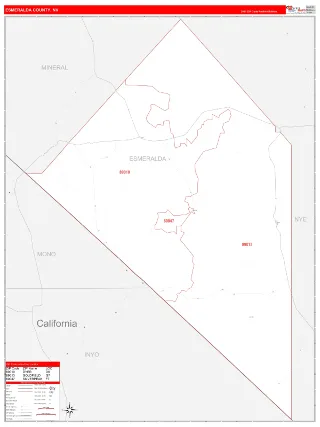 Esmeralda County, NV RedLine style ZIP Code wall map